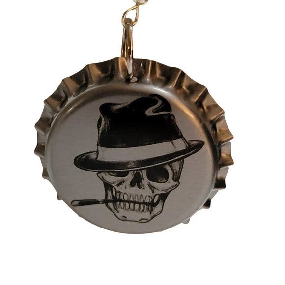 ❤️ DAP Bottle Cap Skull Punk Gothic Pierced Earrings ❤️ - Picture 6 of 8